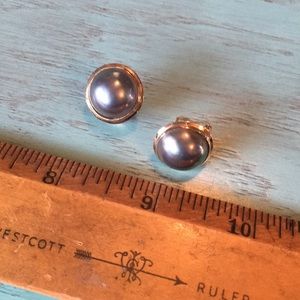 Black Pearl and 14k Earrings